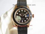 High Quality Rolex Yacht Master Black Replica Watch - Yellow Gold Case with Black Rubber Band Watch
